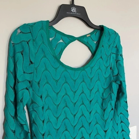 Free People Wild‎ Thing Green Crochet Mini Dress S - Picture 6 of 9